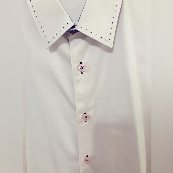 Jared Lang Collection LS button-down shirt pink navy paisley detailing XXL - Picture 6 of 15